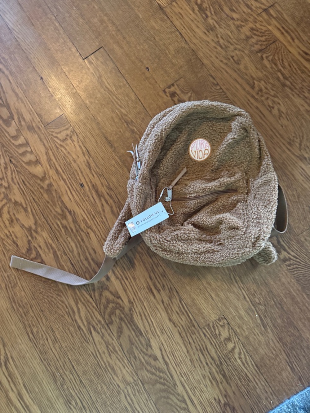 Pura Vida Cozy Teddy Kids Backpack in Tan